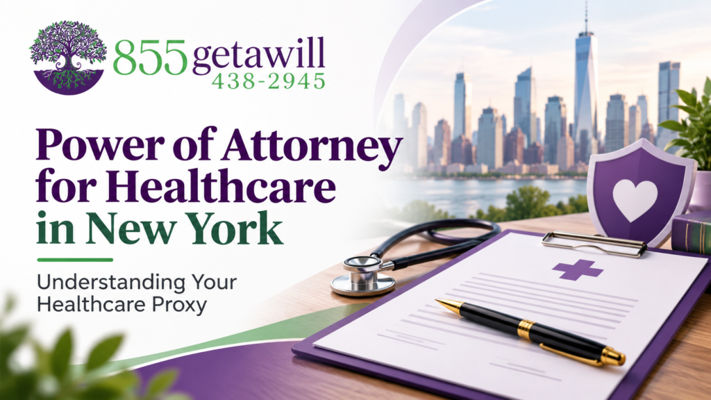 Power of Attorney for Healthcare in New York with medical proxy documents and 855 Get A Will